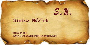Simicz Márk névjegykártya